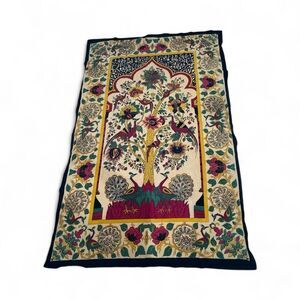 Elegant Multicolor Peacock Tree of Life Tapestry Wall Hanging